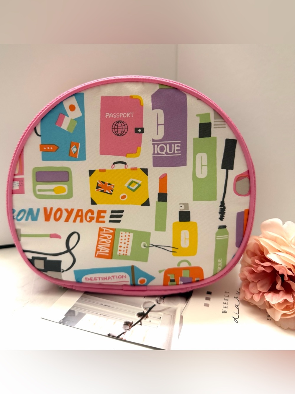 Clinique Travel Print Cosmetic Bag/Pouch - Pink